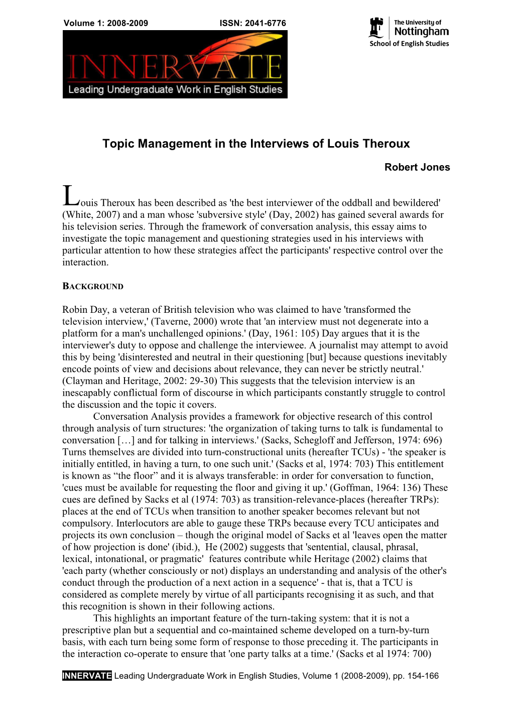 Topic Management in the Interviews of Louis Theroux