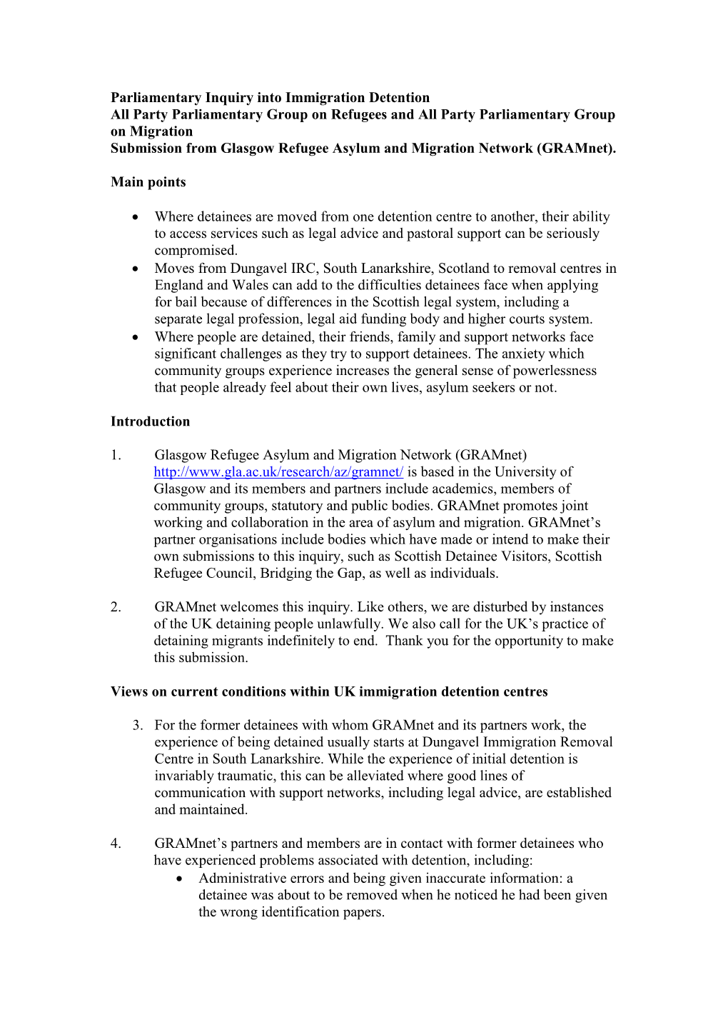 Parliamentary Inquiry Into Immigration Detention by All Party Parliamentary