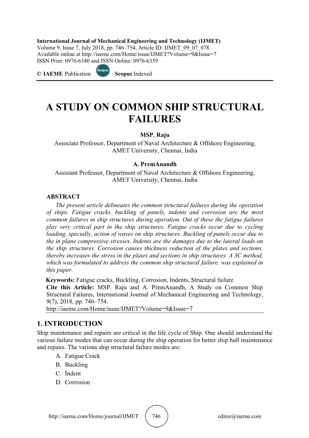 A Study on Common Ship Structural Failures