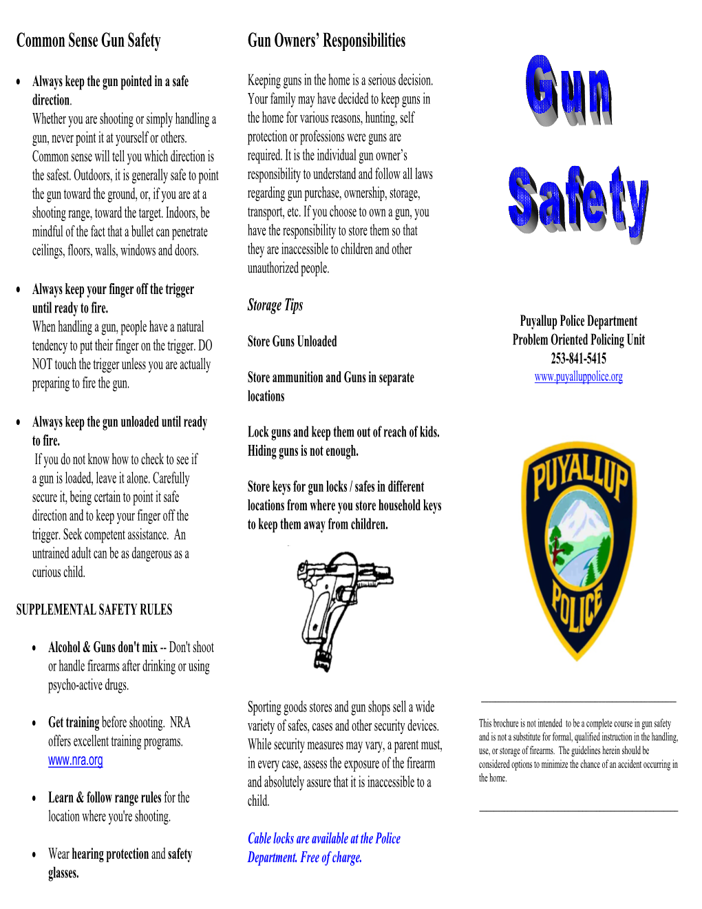 Gun Safety Brochure