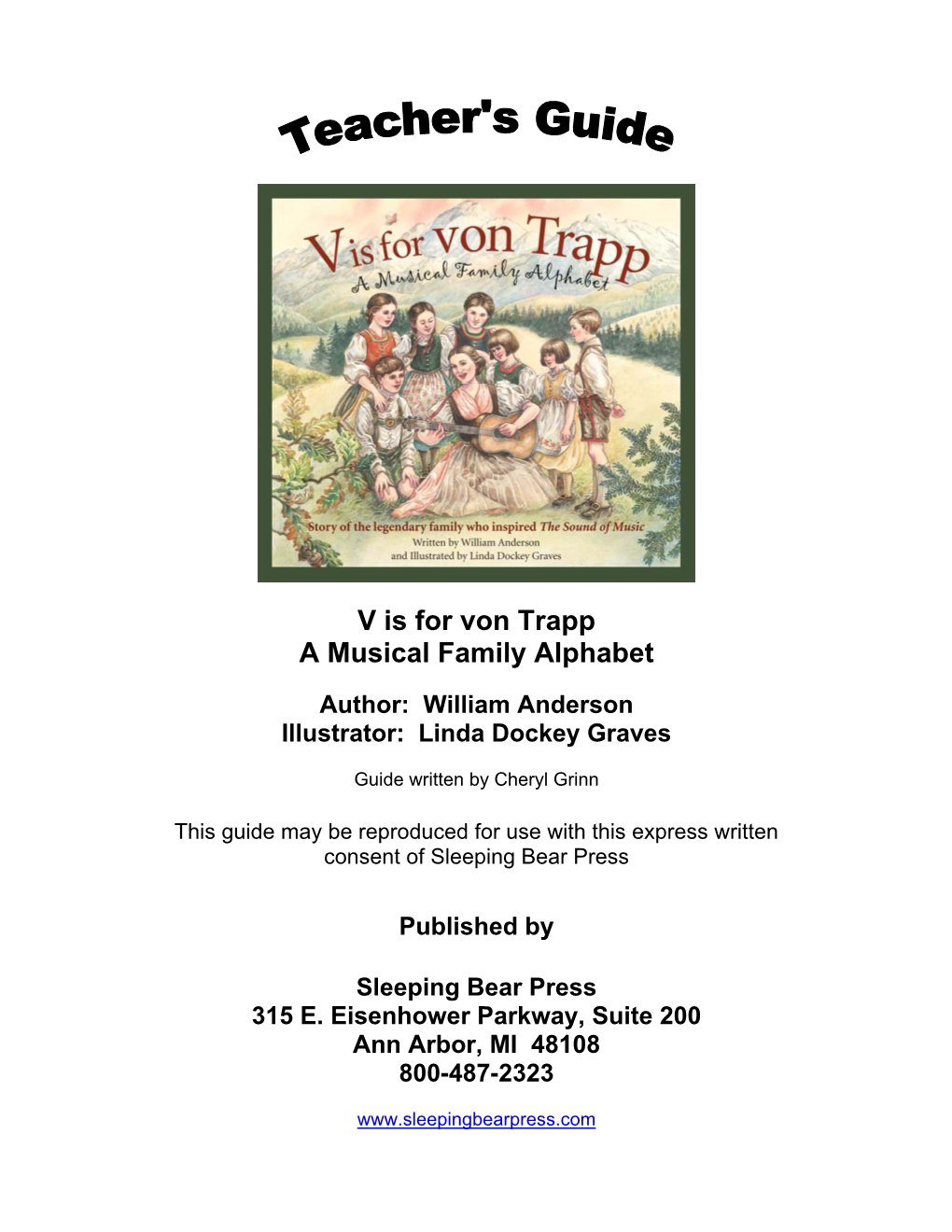 V Is for Von Trapp a Musical Family Alphabet