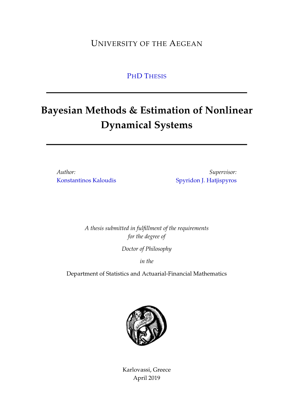 Bayesian Methods & Estimation of Nonlinear Dynamical Systems