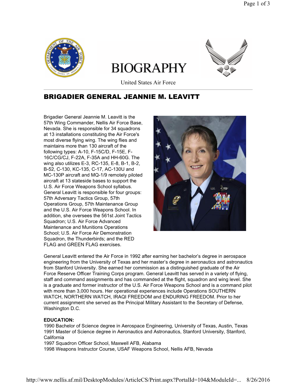 Brigadier General Jeannie M. Leavitt