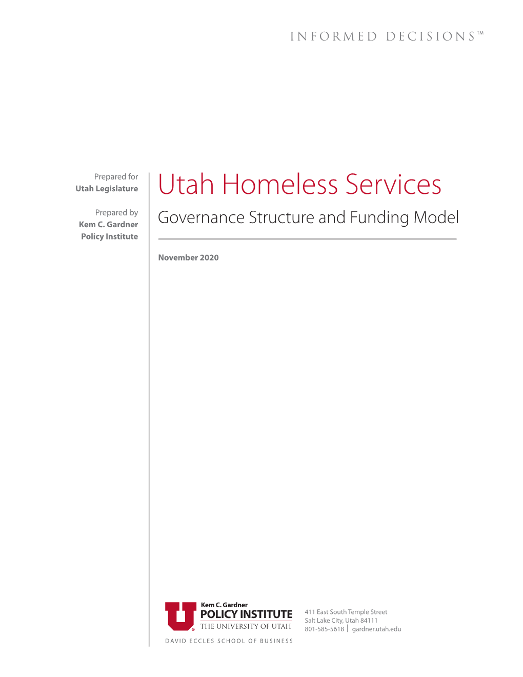 Utah Homeless Services Governance Structure and Funding Model
