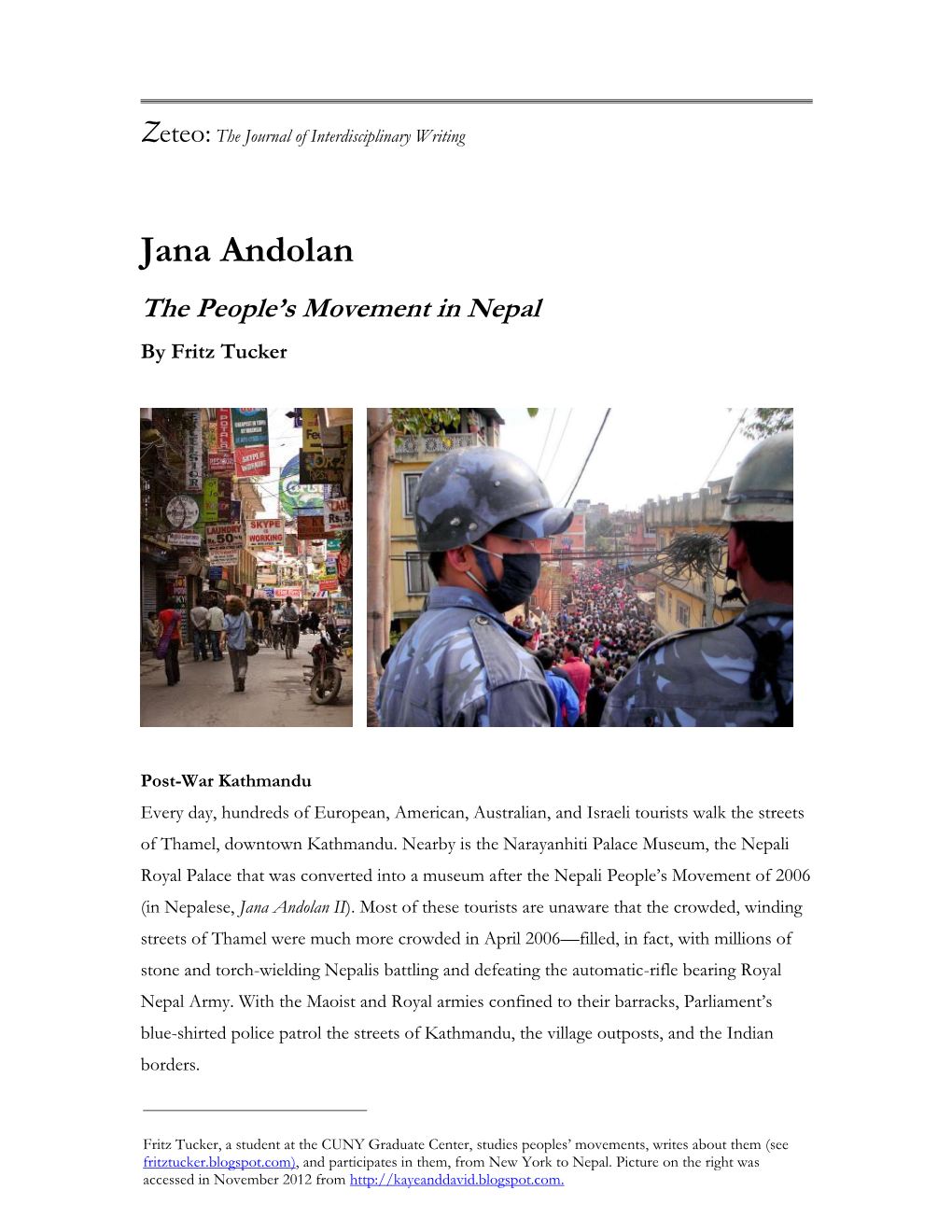 Jana Andolan the People’S Movement in Nepal by Fritz Tucker