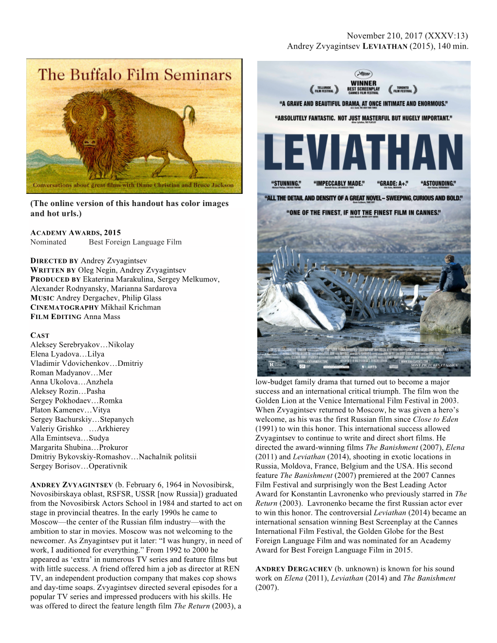 Andrey Zvyagintsev LEVIATHAN (2015), 140 Min