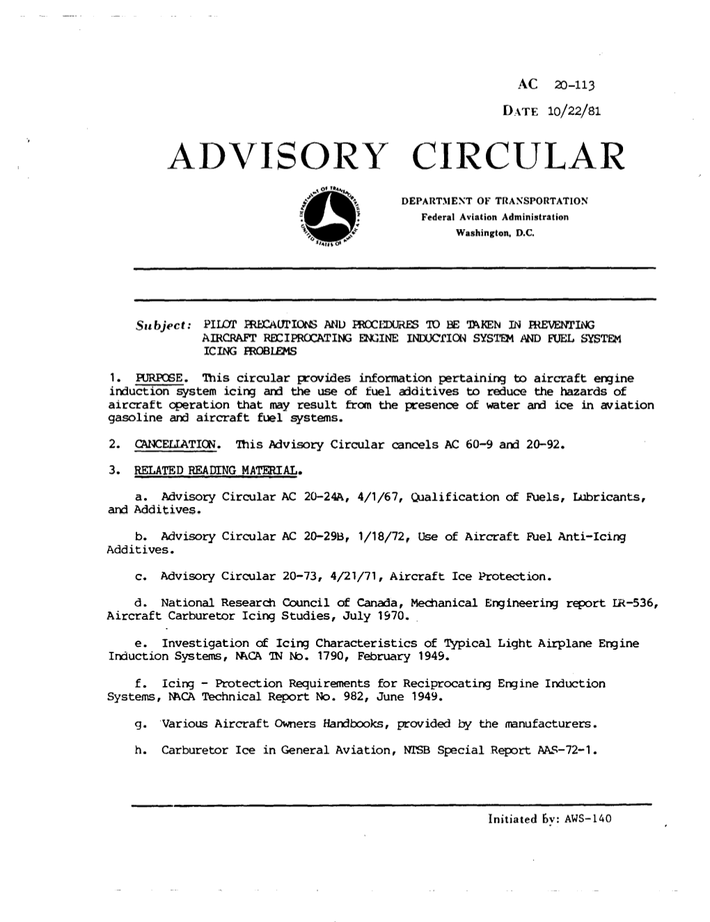 Advisory Circular (AC) 20-113