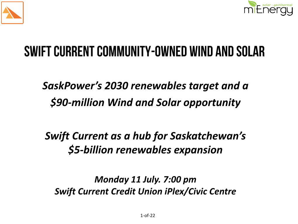 Saskpower's 2030 Renewables Target and a $90-Million Wind