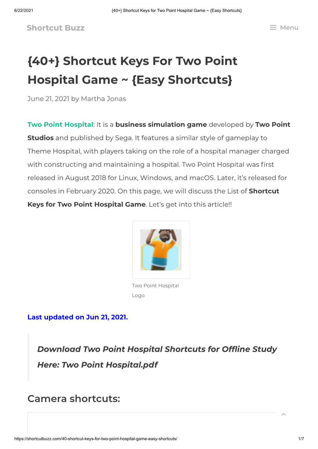 Shortcut Keys for Two Point Hospital Game ~ {Easy Shortcuts}