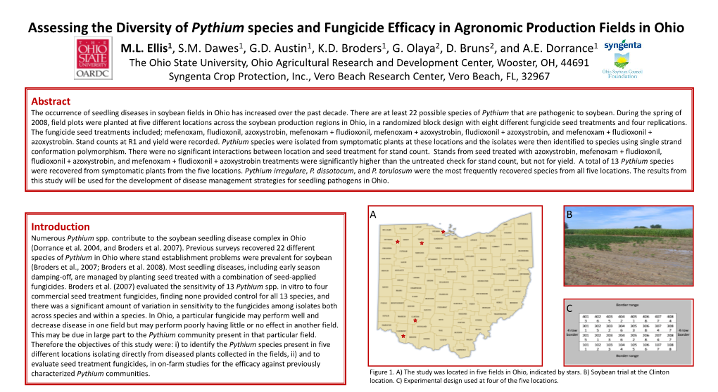 Assessing the Diversity of Pythium Species and Fungicide Efficacy in Agronomic Production Fields in Ohio M.L