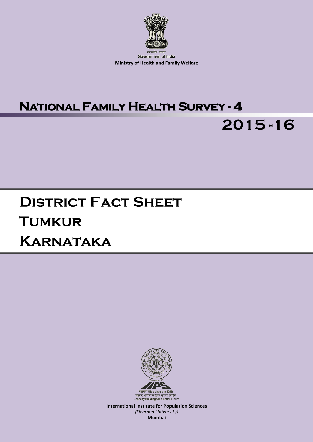 District Fact Sheet Tumkur Karnataka