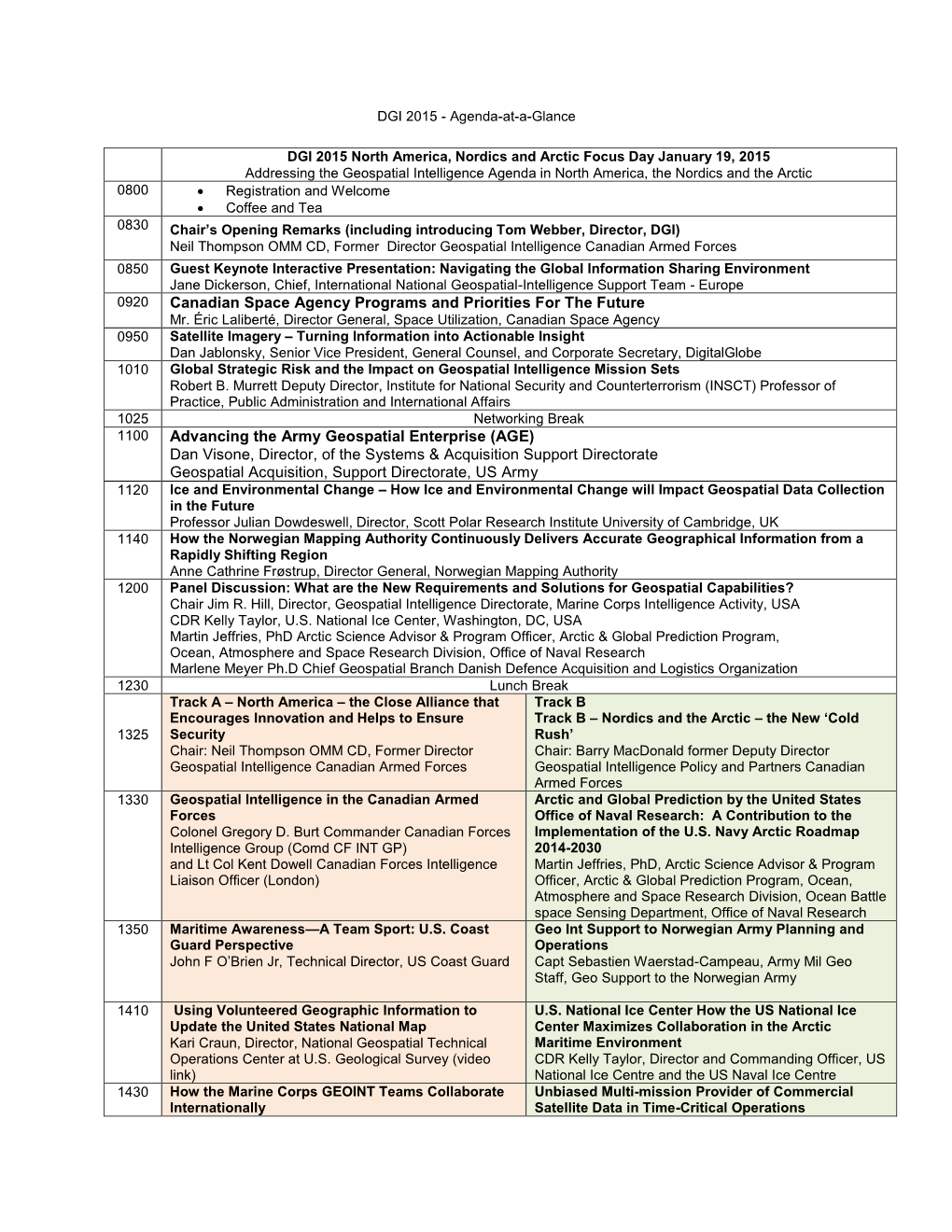 Canadian Space Agency Programs and Priorities for the Future Advancing the Army Geospatial Enterprise