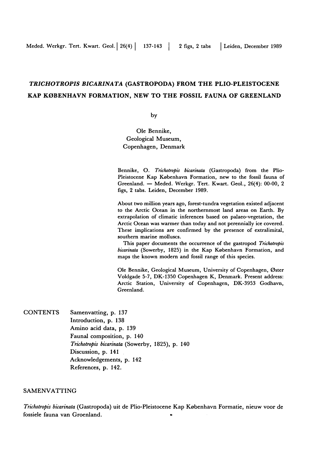 Werkgr. 26(4) Figs, 2 (Gastropoda) Formation, by Bennike Geological