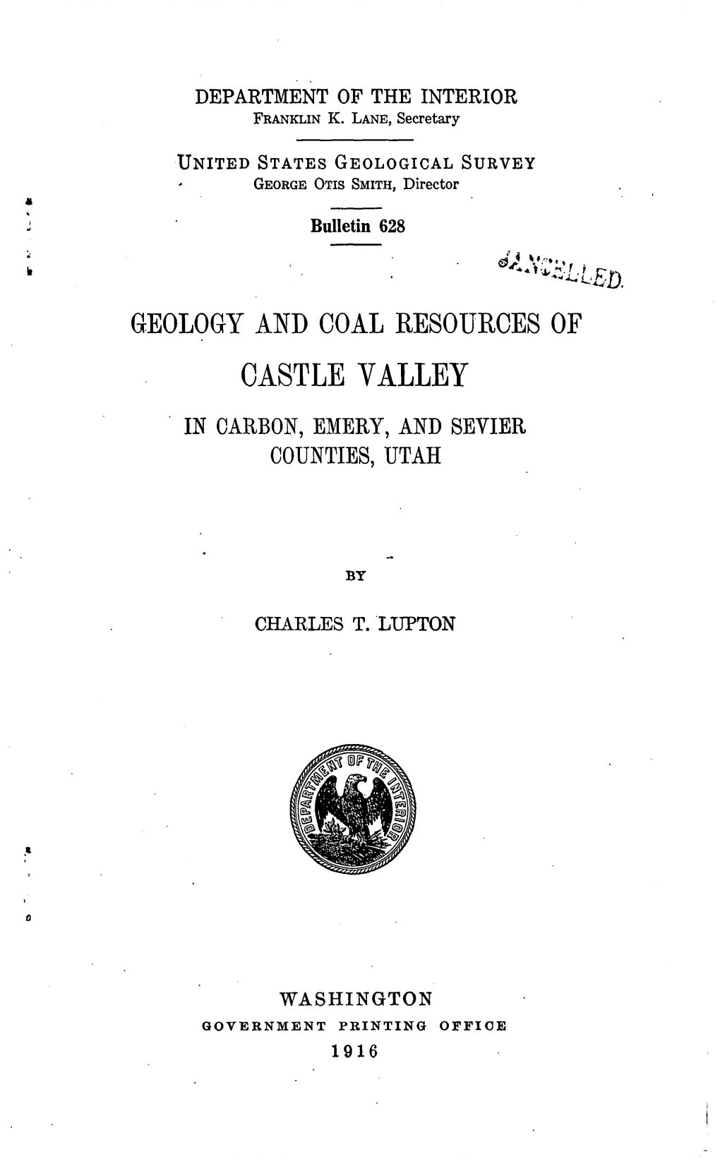 Geology and Coal Resources of Castle Valley