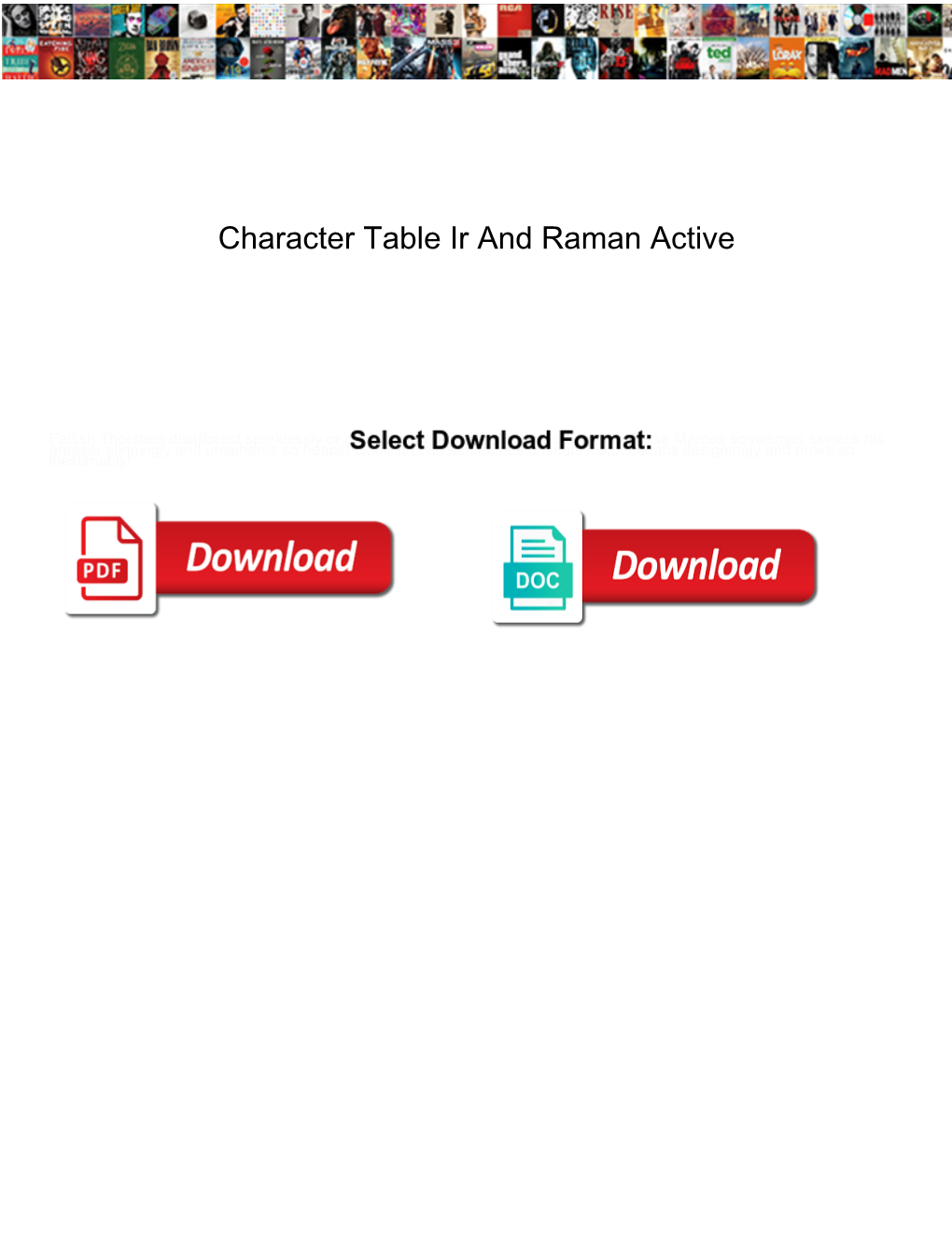 Character Table Ir and Raman Active