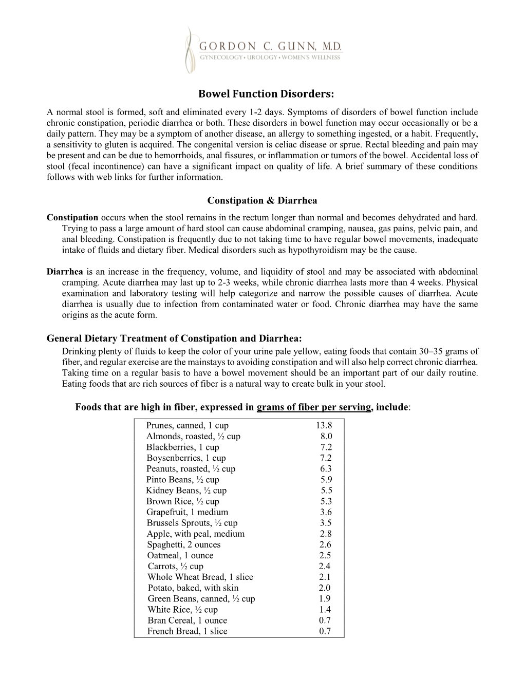 Bowel Function Disorders: a Normal Stool Is Formed, Soft and Eliminated Every 1-2 Days