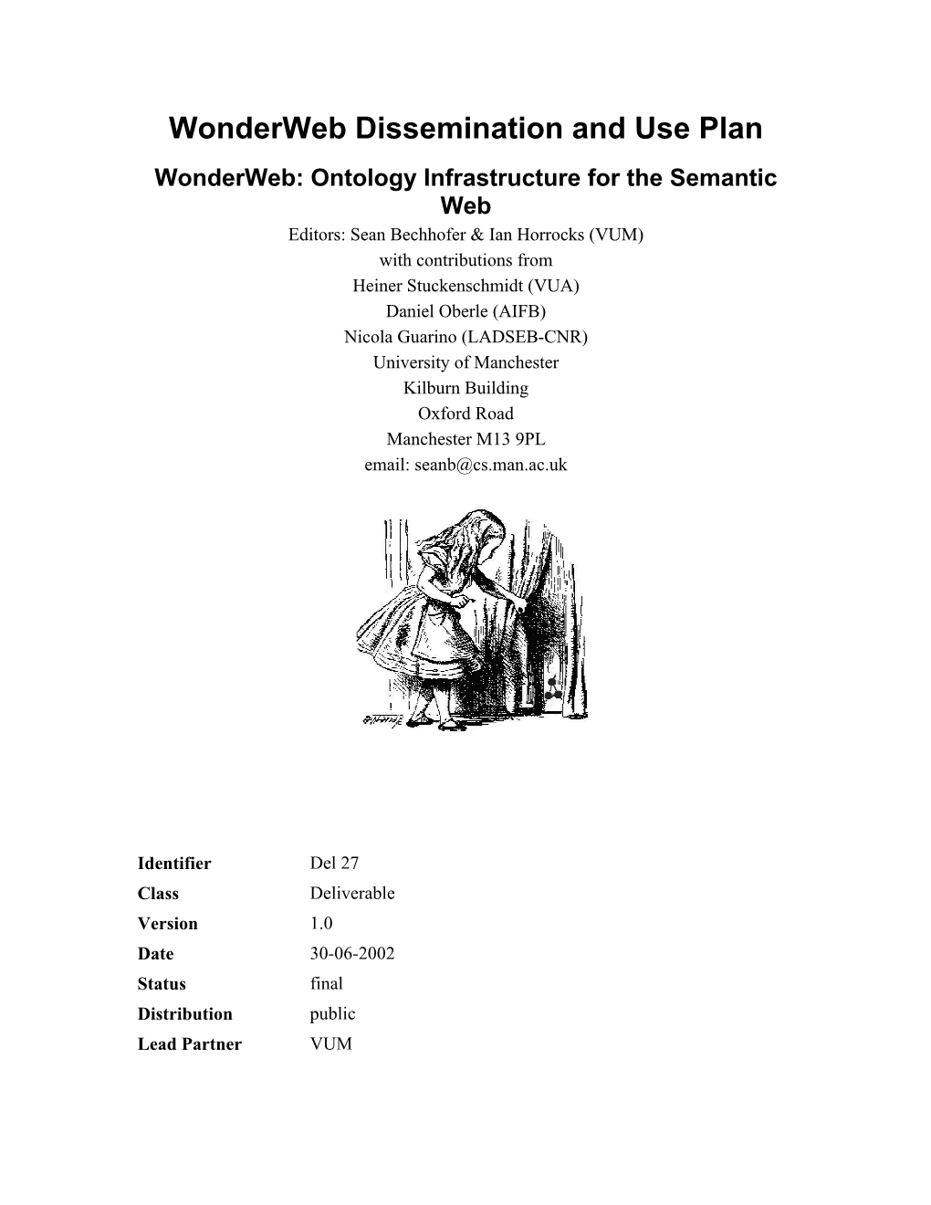 Wonderweb Dissemination and Use Plan