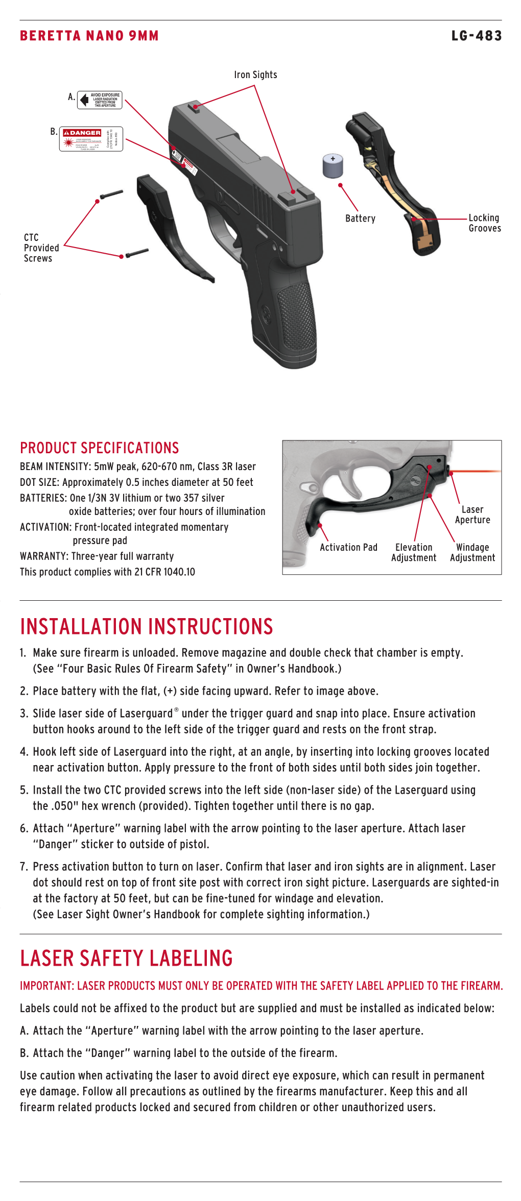 Installation Instructions Laser Safety