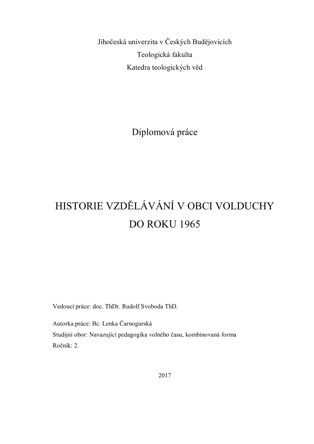 Historie Vzdělávání V Obci Volduchy Do Roku 1965