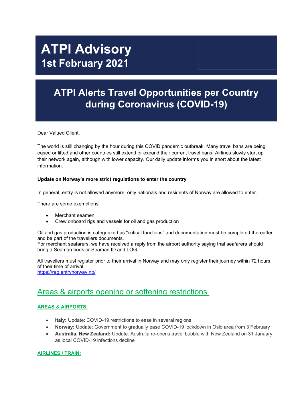 ATPI Advisory