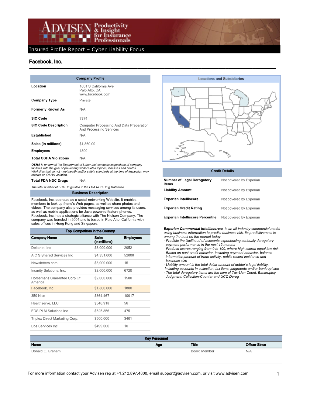 Cyber Liability Focus Facebook, Inc. 1