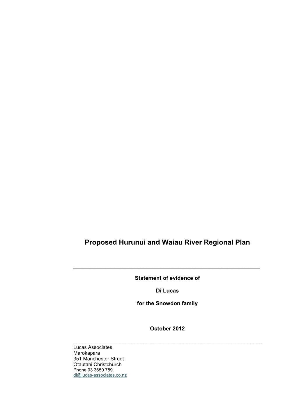 Proposed Hurunui and Waiau River Regional Plan