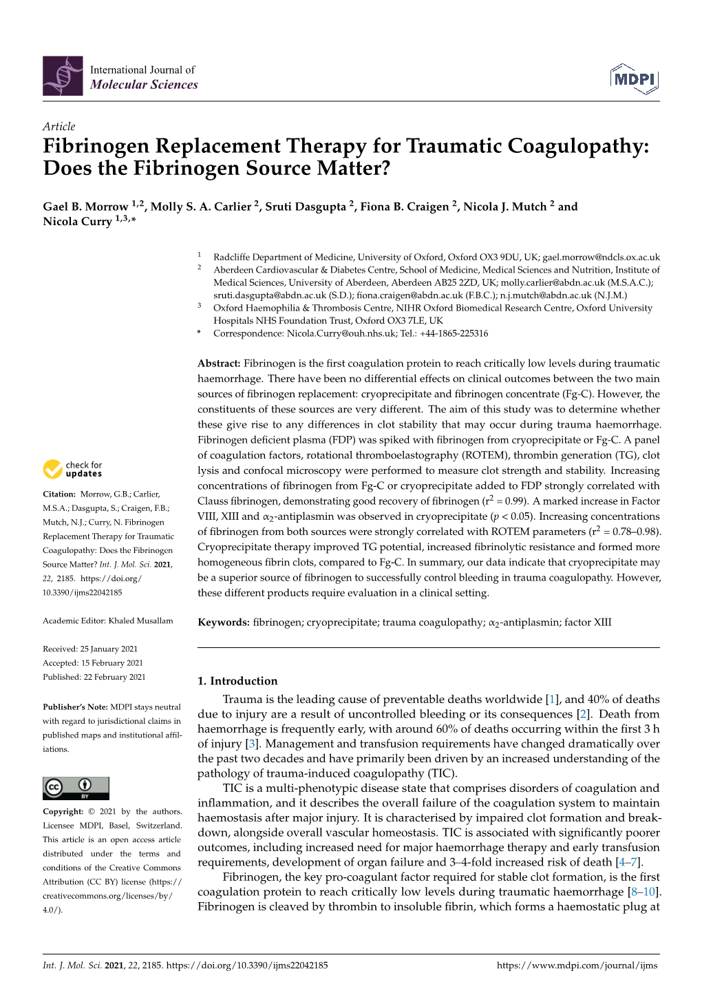 Fibrinogen Replacement Therapy for Traumatic Coagulopathy: Does the Fibrinogen Source Matter?