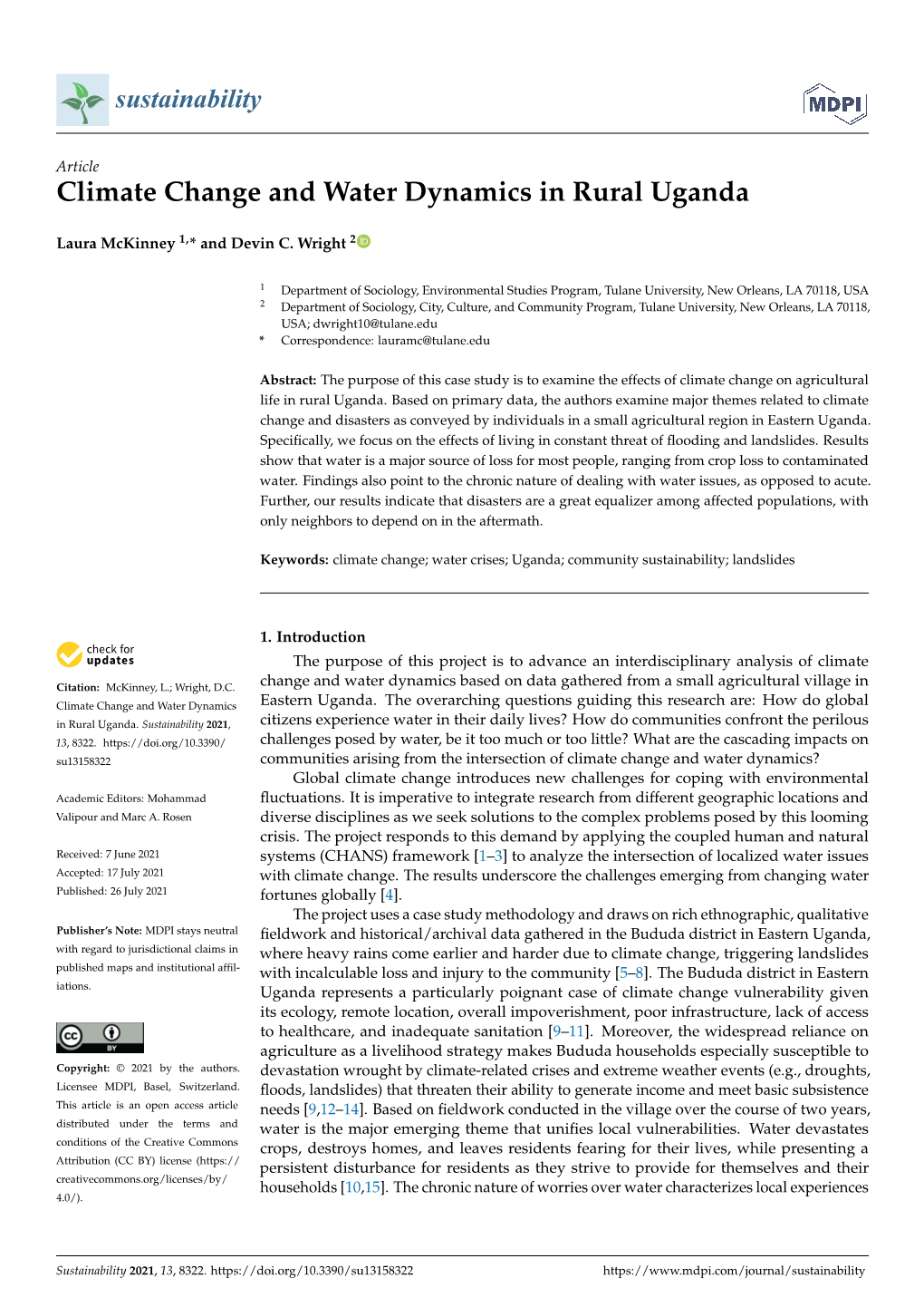 Climate Change and Water Dynamics in Rural Uganda