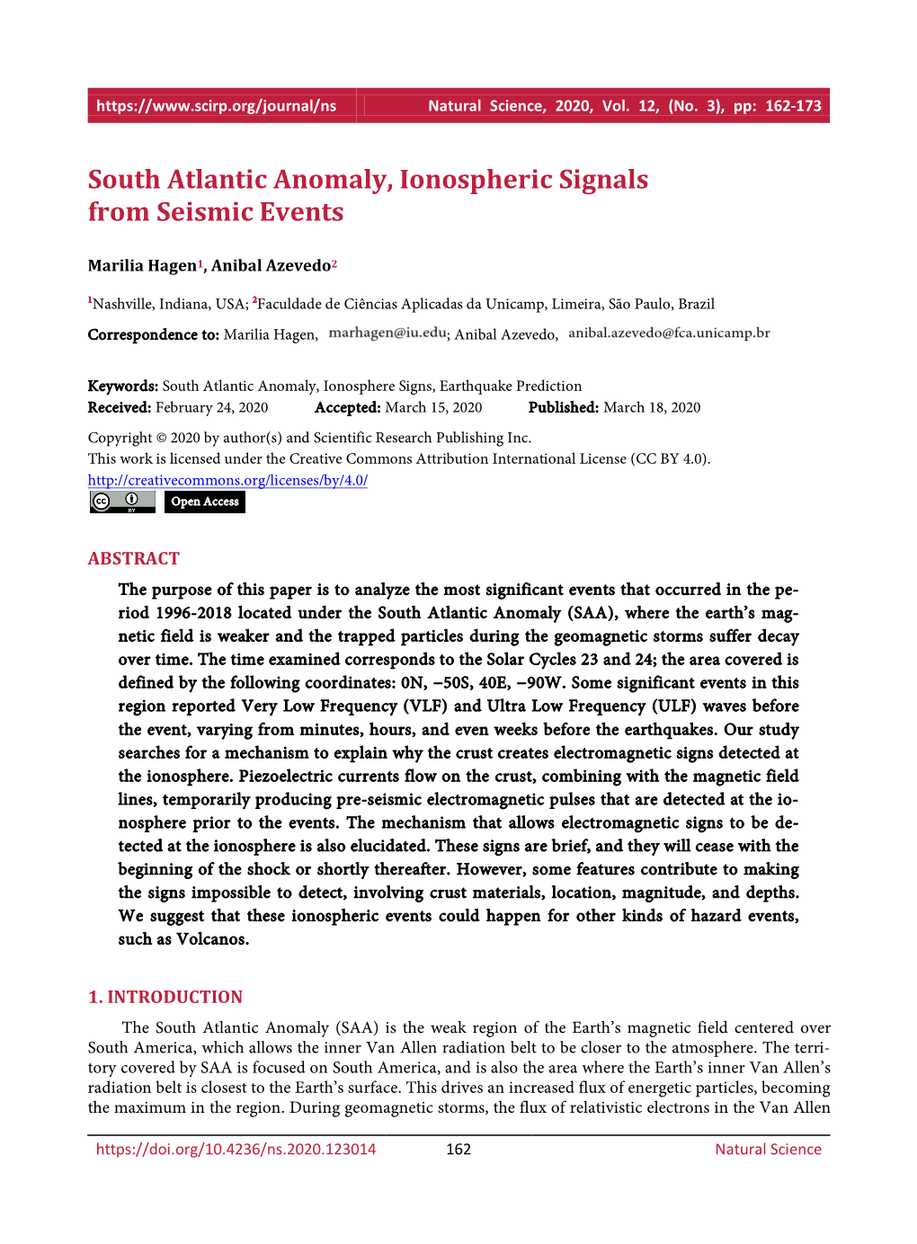 South Atlantic Anomaly, Ionospheric Signals from Seismic Events
