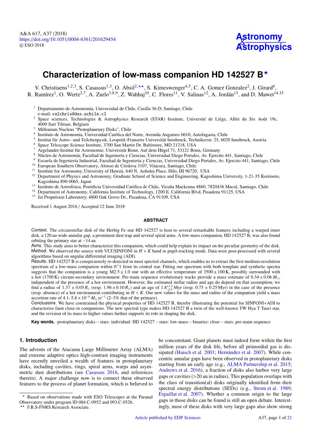 Characterization of Low-Mass Companion HD 142527 B? V