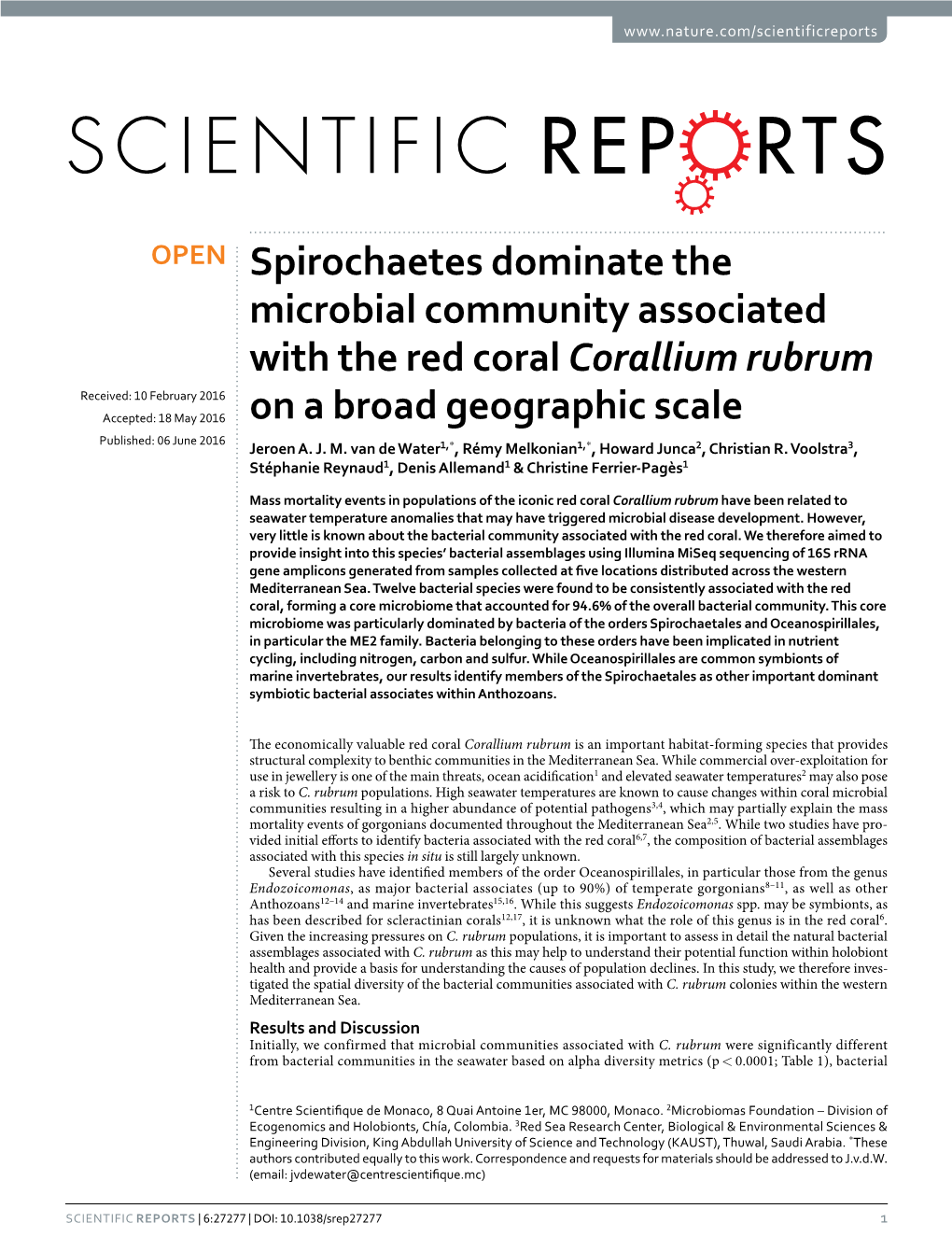 Spirochaetes Dominate the Microbial Community Associated with the Red