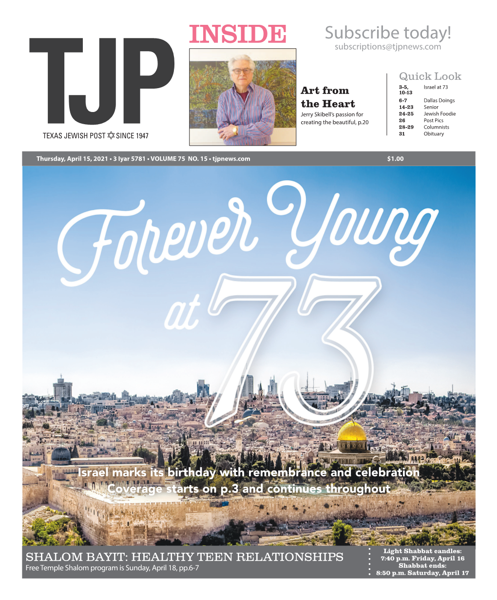 INSIDE Subscribe Today! Subscriptions@Tjpnews.Com