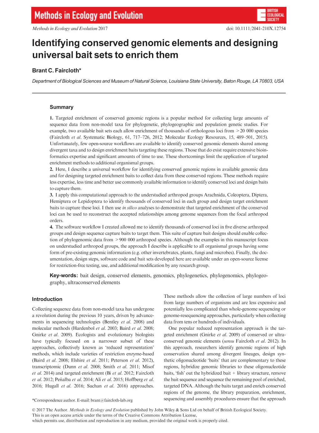 Identifying Conserved Genomic Elements and Designing Universal Bait Sets to Enrich Them