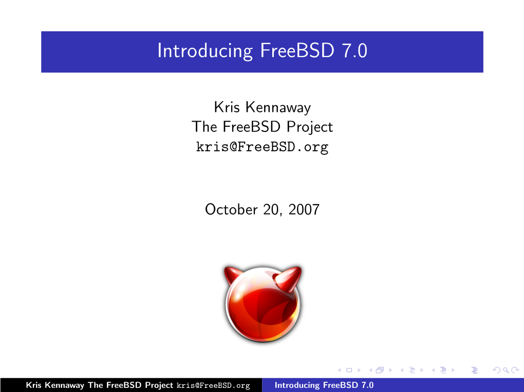 Introducing Freebsd 7.0