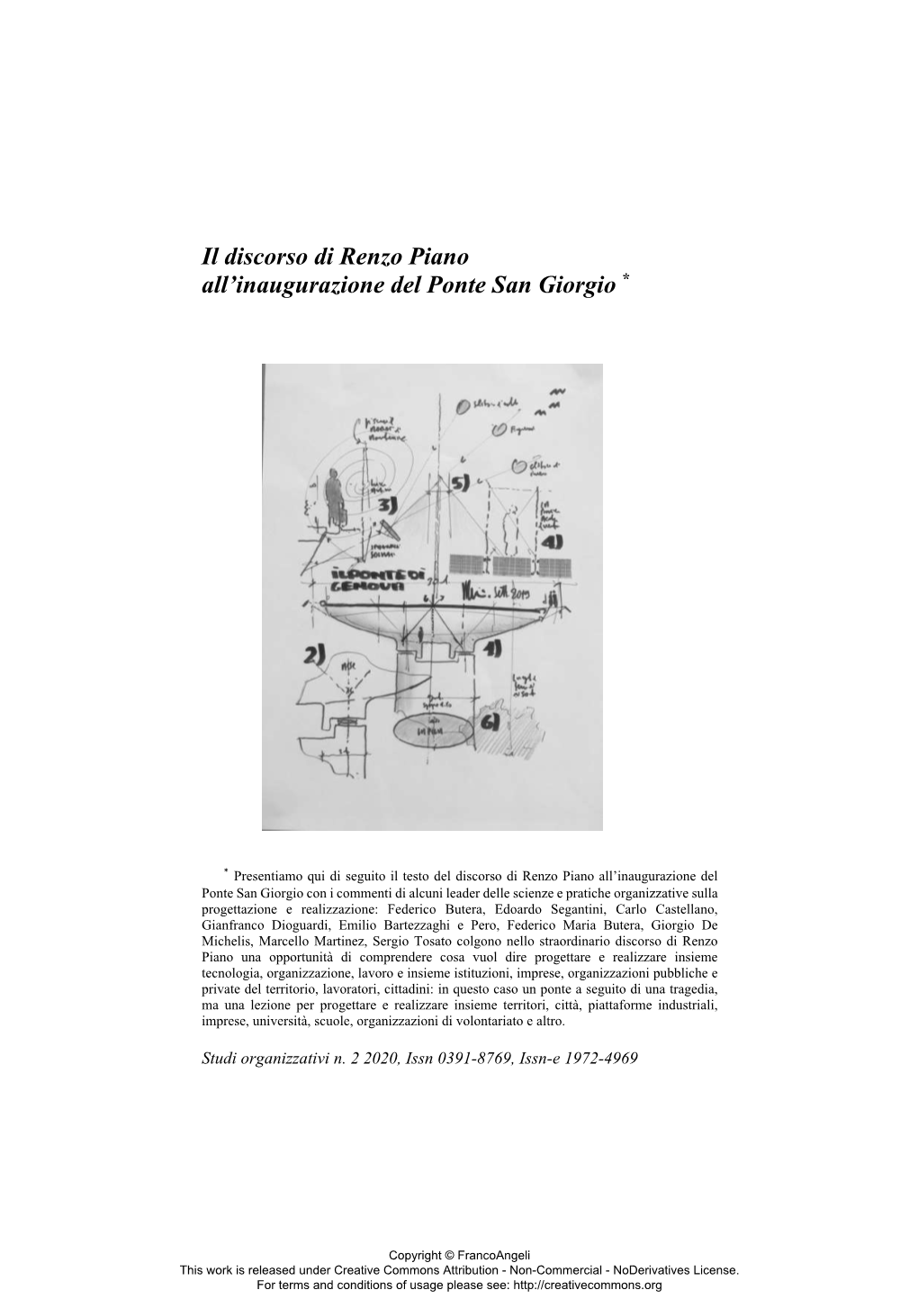 Il Discorso Di Renzo Piano All'inaugurazione Del Ponte San Giorgio *