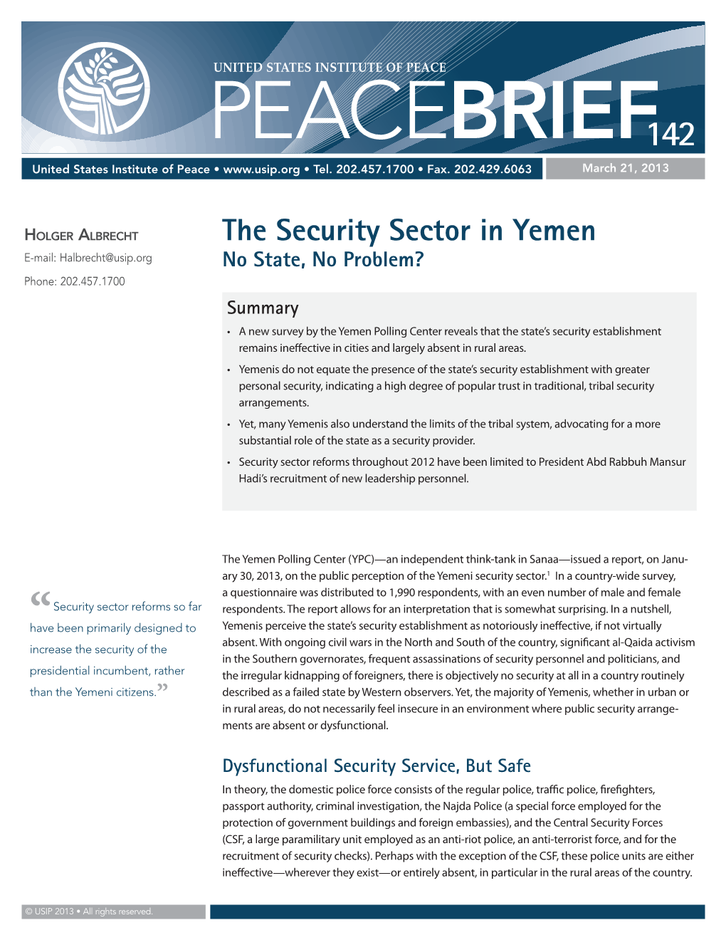 The Security Sector in Yemen