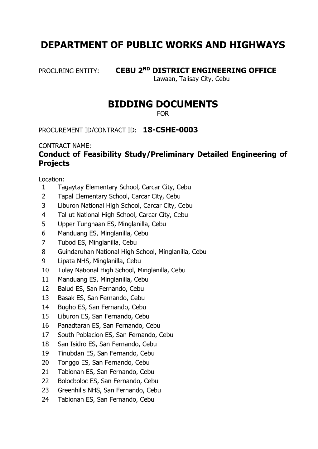 Department of Public Works and Highways Bidding