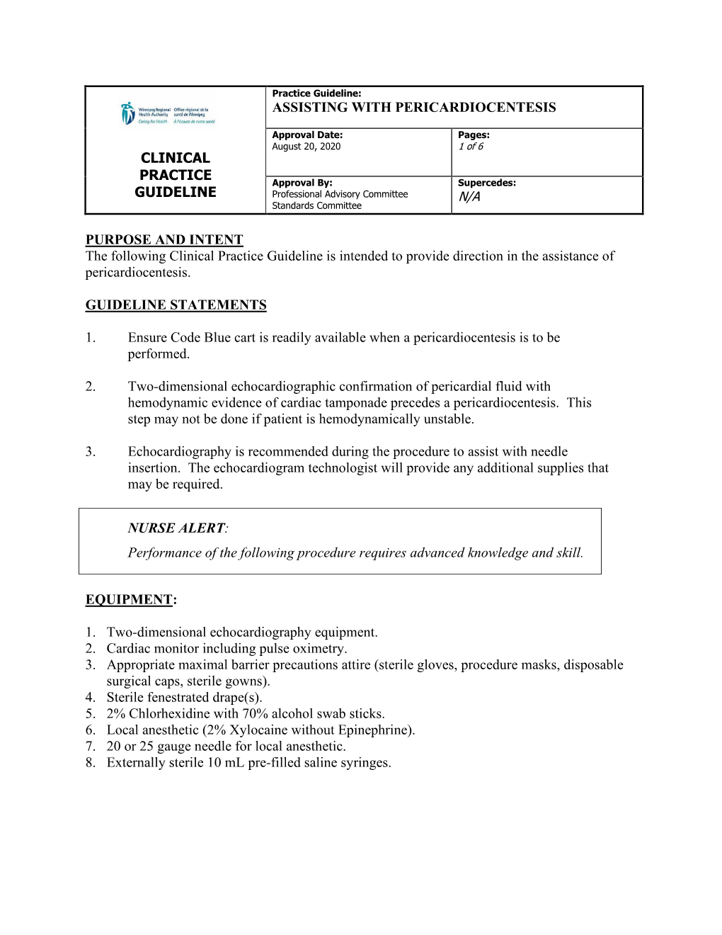 Assisting with Pericardiocentesis