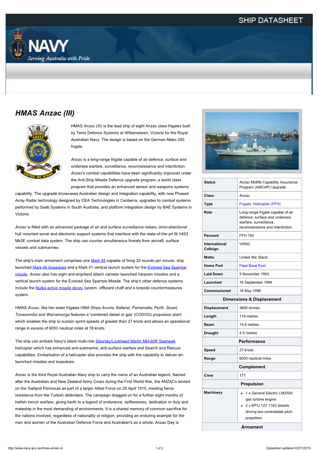 HMAS Anzac (III) | Royal Australian Navy