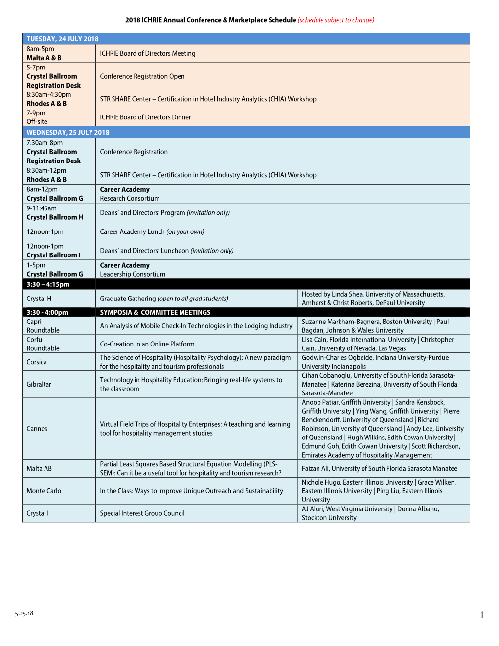 2018 ICHRIE Annual Conference & Marketplace