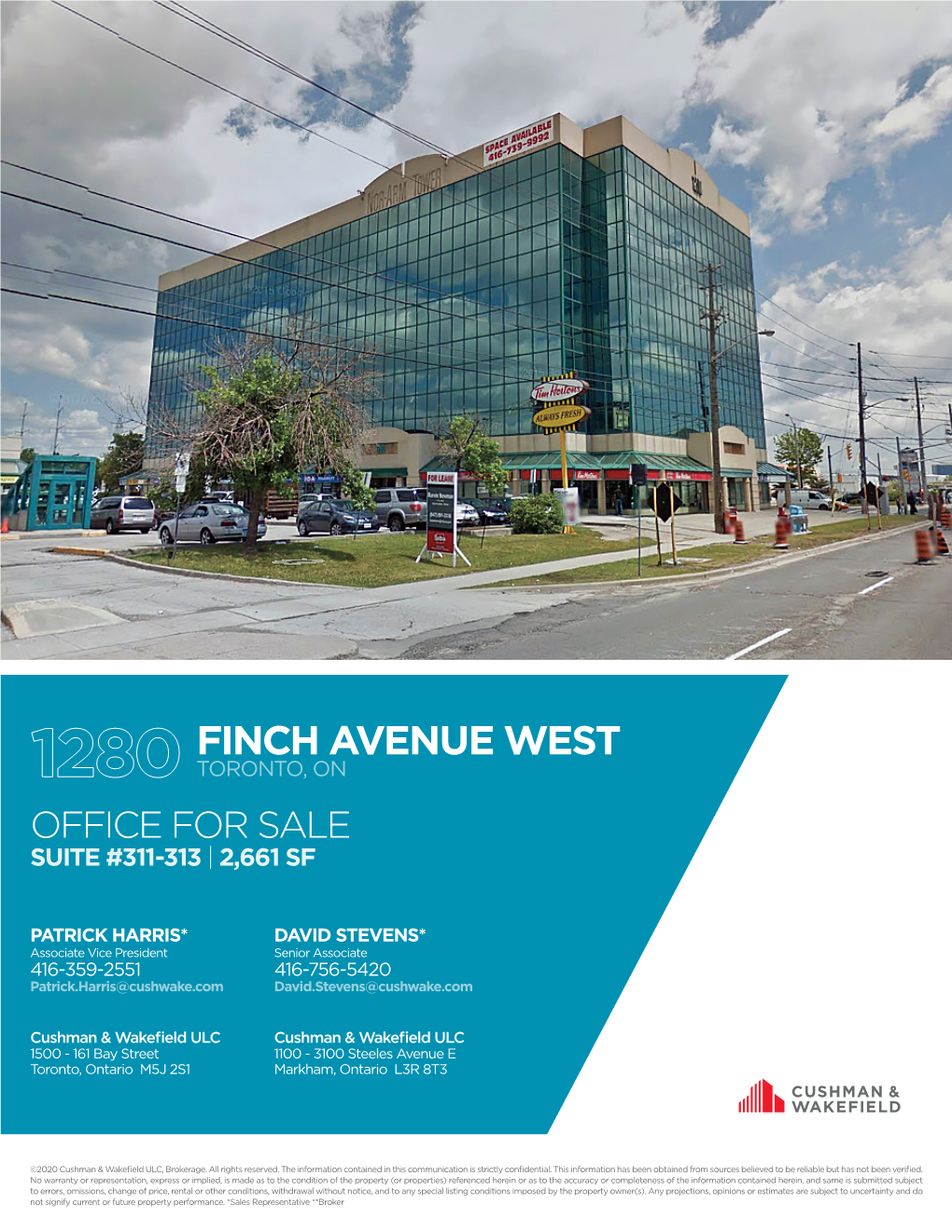 Finch Avenue West 1280 Toronto, on Office for Sale Suite #311-313 | 2,661 Sf