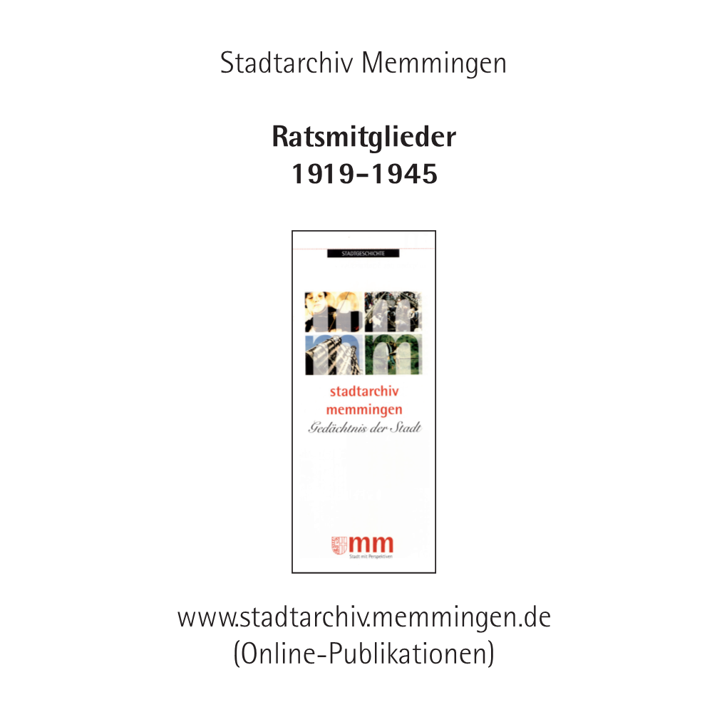 Ratsmitglieder 1919-1945