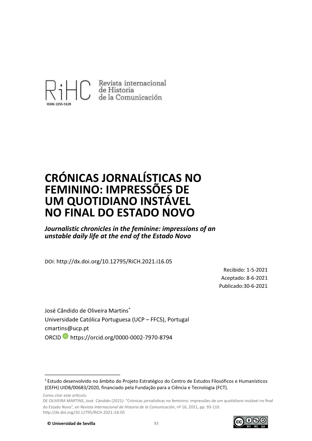 Crónicas Jornalísticas No Feminino: Impressões De Um Quotidiano