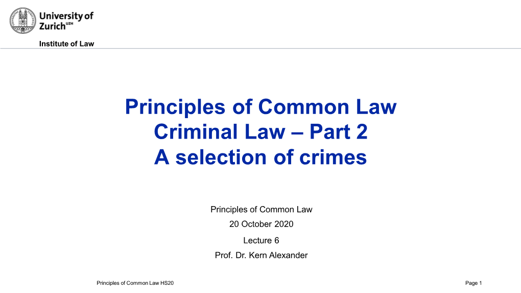 Principles of Common Law Public Law – Part 1 the British Constitution