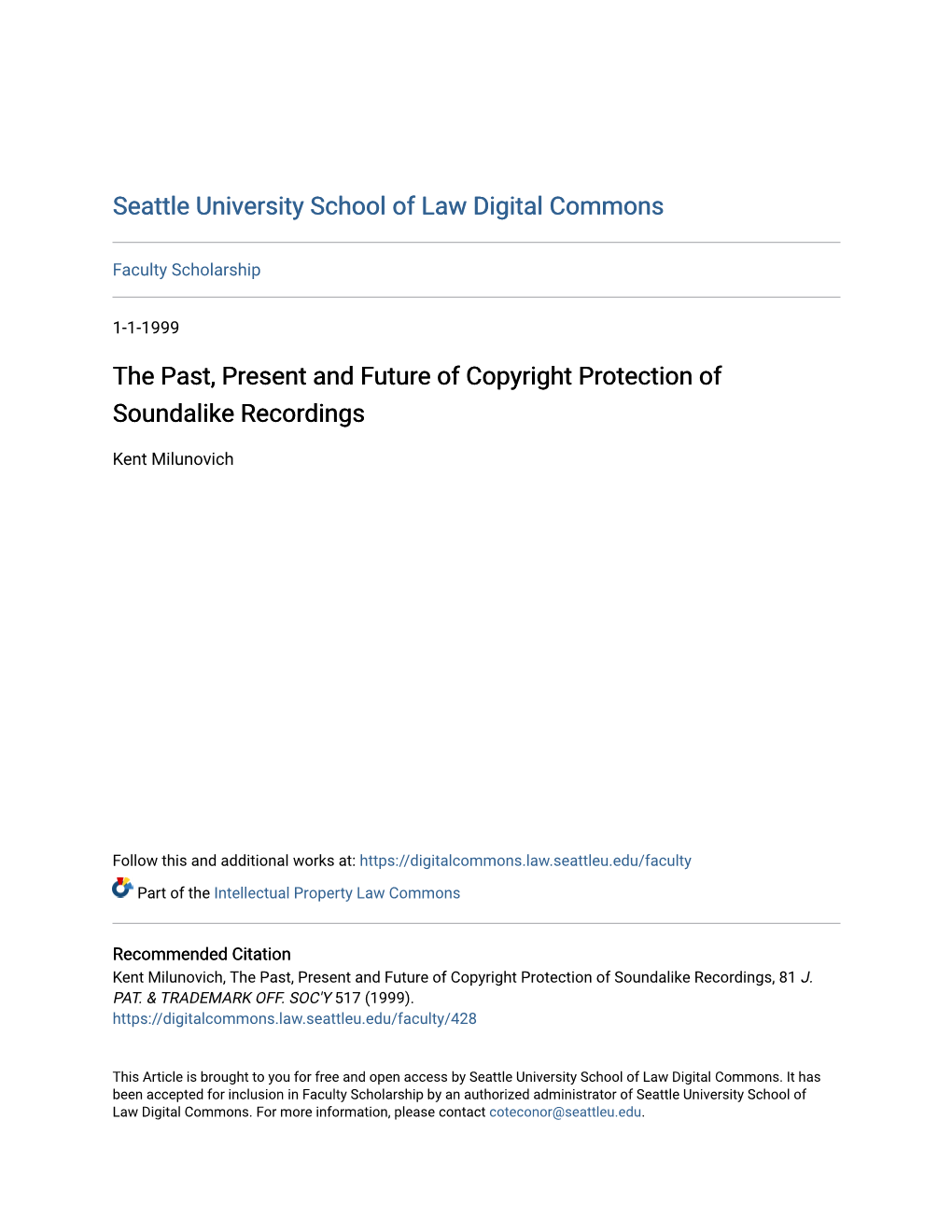 The Past, Present and Future of Copyright Protection of Soundalike Recordings