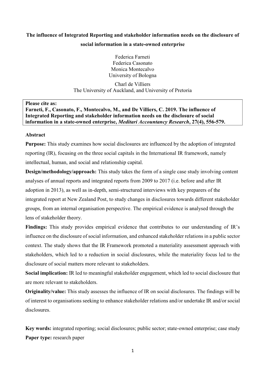 The Influence of Integrated Reporting and Stakeholder Information Needs on the Disclosure of Social Information in a State-Owned Enterprise