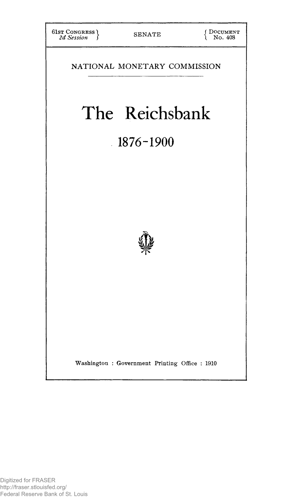 408. the Reichsbank, 1876-1900