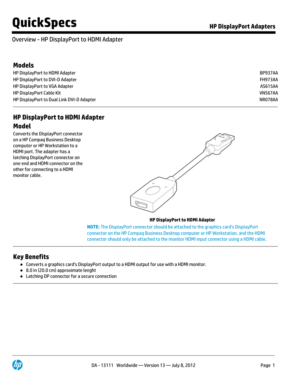 HP Displayport Adapters