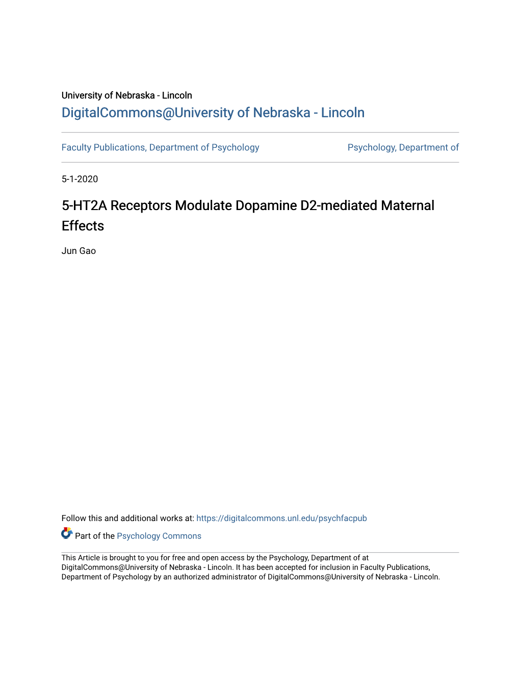 5-HT2A Receptors Modulate Dopamine D2-Mediated Maternal Effects