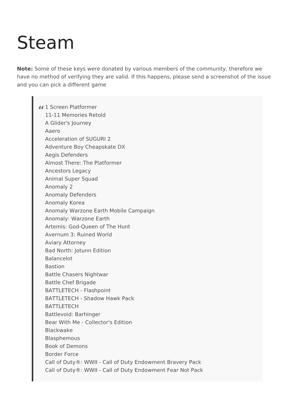 Some of These Keys Were Donated by Various Members of the Community, Therefore We Have No Method of Verifying They Are Valid